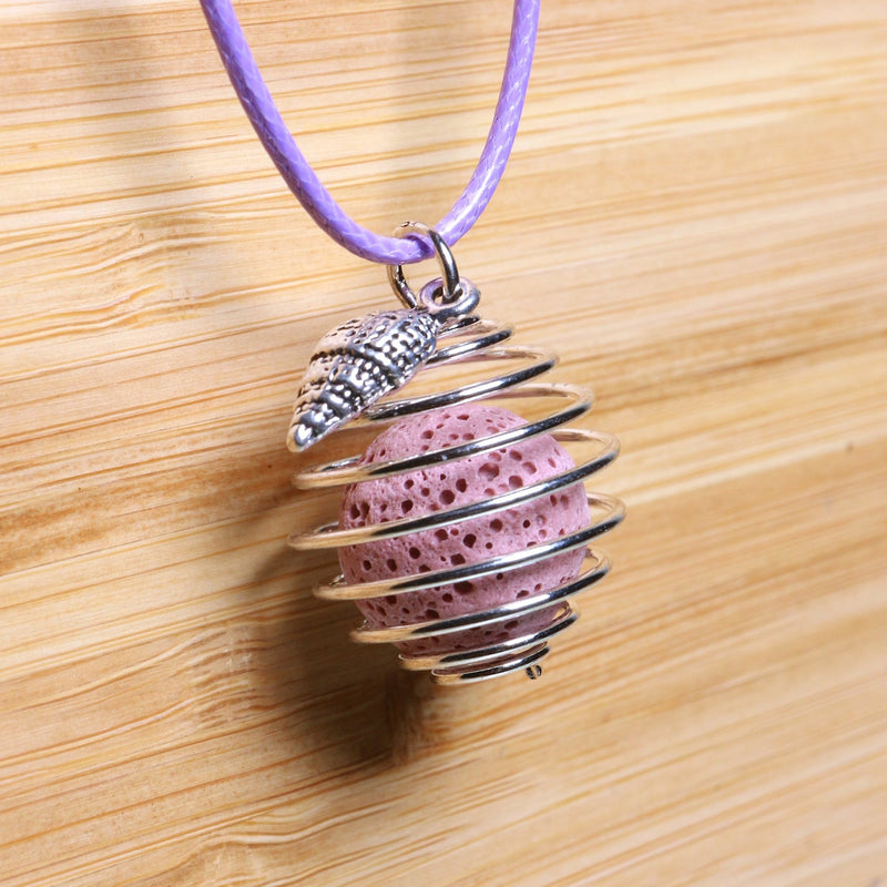 Aromatherapy Necklace, Essential Oils (Lavender) Diffuser Locket Pendant with Lava Rock Stone - Zayra Mo