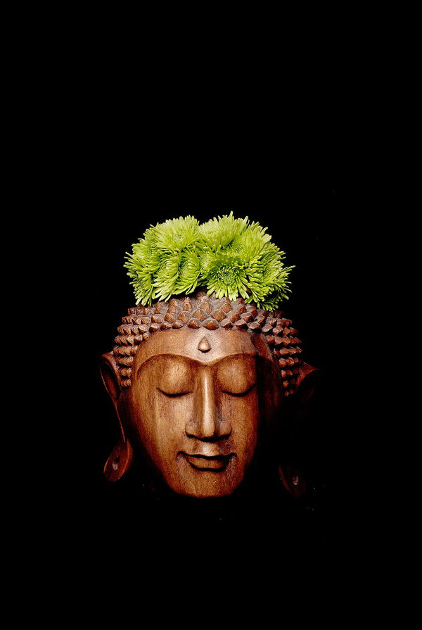 Buddha with green flowers crown Photography - Gallery Quality - Zayra Mo