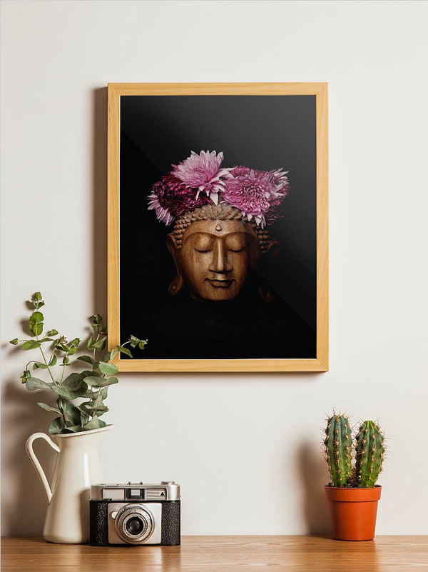 Buddha with magenta flowers crown Photography - Gallery Quality - Zayra Mo