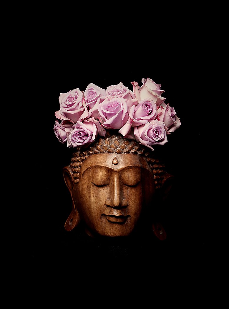 Buddha with roses flowers crown Photography - Gallery Quality - Zayra Mo