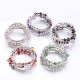 Five Loops Wrap Gemstone Beads Bracelets, with Crystal Chips Beads - Pick Your Gemstone - Zayra Mo