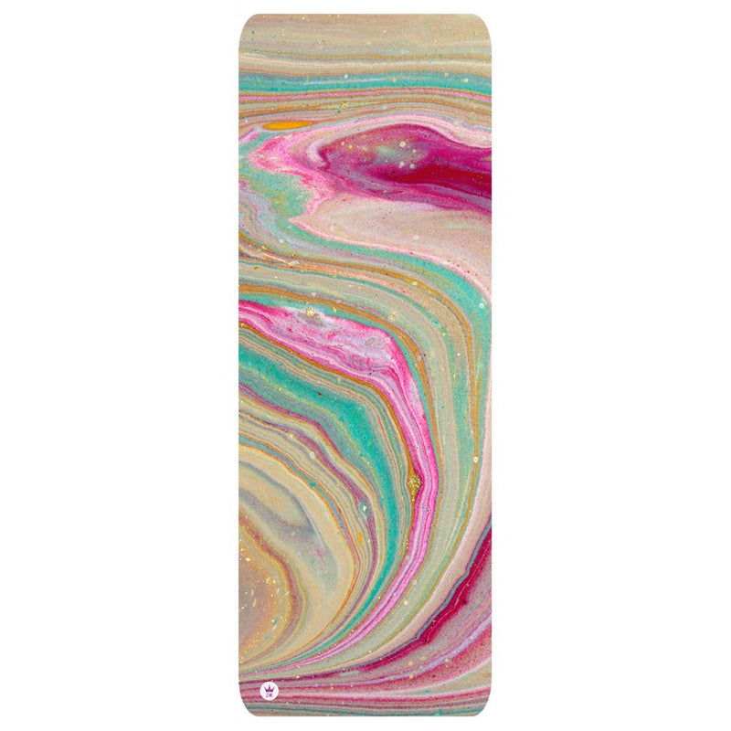 Green with Pinks and Golden Marble Paint - Yoga Mat Yoga Mat - Zayra Mo