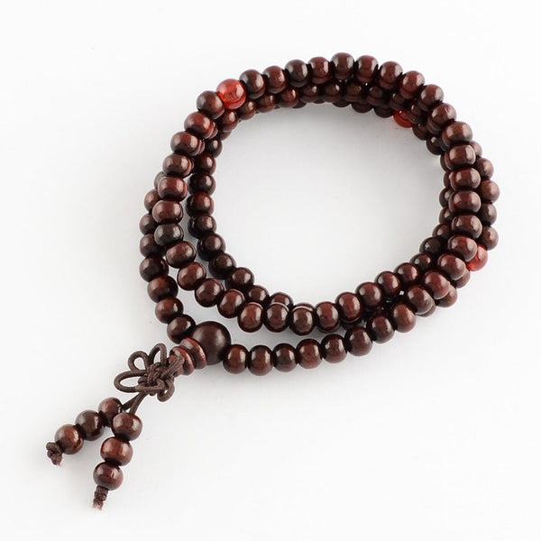 Handmade Classic Buddhist Mala Necklace / Bracelet 108 Wood Beads for Meditation and Prayer - Zayra Mo