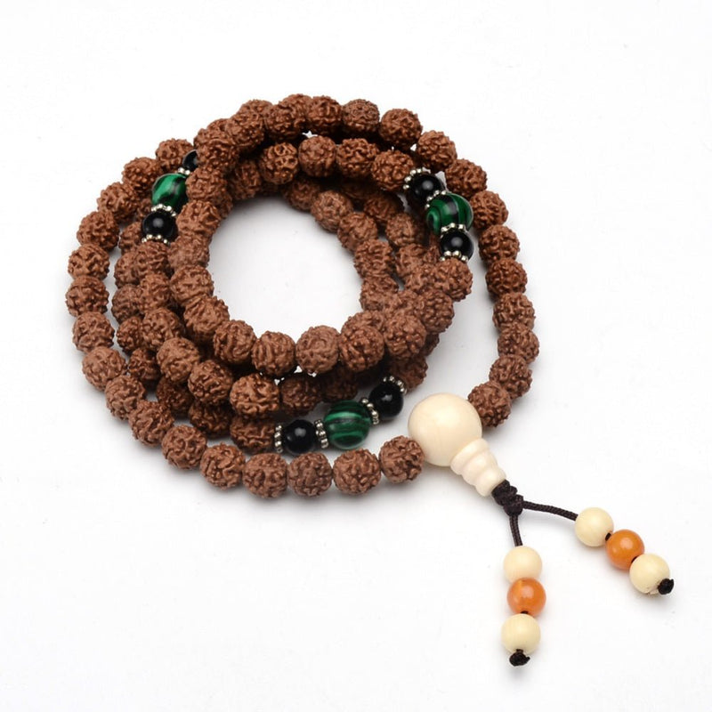 Handmade Traditional Rudraksha Beads Mala Prayer Necklace / Bracelet - Zayra Mo
