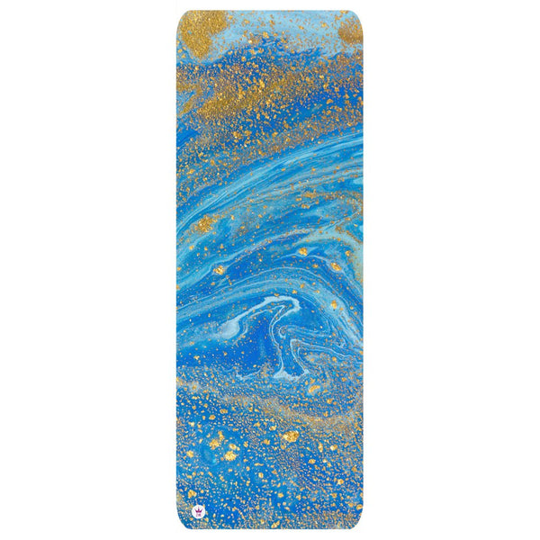 Ocean Blue and Golden Marble Paint - Yoga Mat Yoga Mat - Zayra Mo