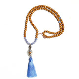 Pick Your Gemstone (14 options) Handmade Mala Necklace with Wood Beads and Semi Precious Gemstones - Zayra Mo