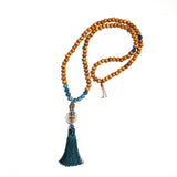 Pick Your Gemstone (14 options) Handmade Mala Necklace with Wood Beads and Semi Precious Gemstones - Zayra Mo