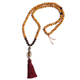 Pick Your Gemstone (14 options) Handmade Mala Necklace with Wood Beads and Semi Precious Gemstones - Zayra Mo