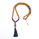 Pick Your Gemstone (14 options) Handmade Mala Necklace with Wood Beads and Semi Precious Gemstones - Zayra Mo