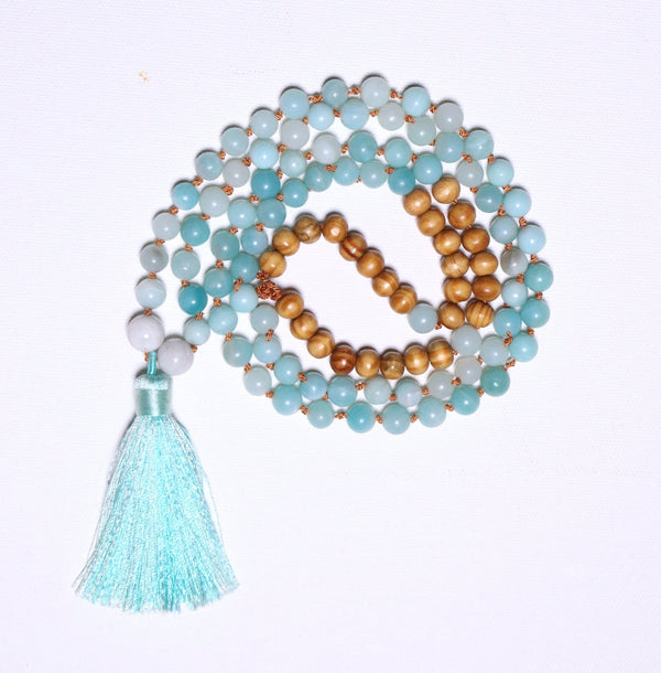 Pick Your Gemstone (9 Options) - Handmade Mala Necklace 108 Beads with Semi Precious Gemstones - Zayra Mo