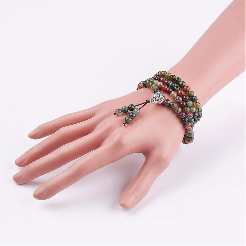 Protection Stabilizer - Indian Agate Handmade Mala Necklace / Bracelet with Semi Precious Gemstones - Zayra Mo