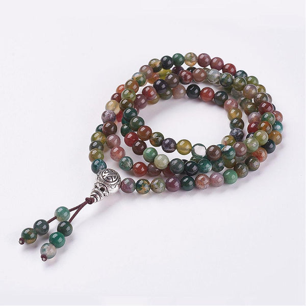 Protection Stabilizer - Indian Agate Handmade Mala Necklace / Bracelet with Semi Precious Gemstones - Zayra Mo