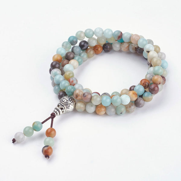 Self-Esteem Booster - Amazonite Handmade Mala Necklace / Bracelet with Semi Precious Gemstones - Zayra Mo