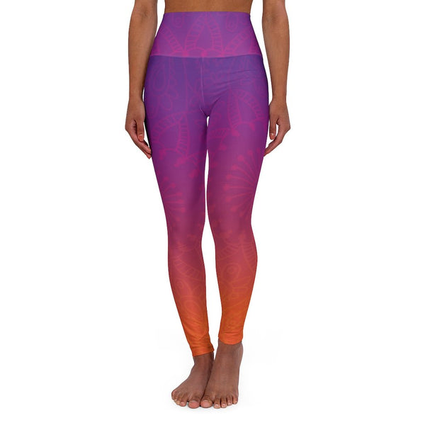 Sunset Mandala - Skinny Fit with High Waisted Elastic Free Yoga Leggings - Zayra Mo