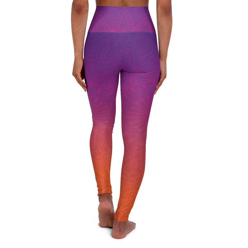 Sunset Mandala - Skinny Fit with High Waisted Elastic Free Yoga Leggings - Zayra Mo