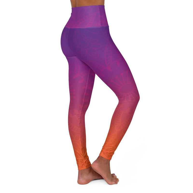 Sunset Mandala - Skinny Fit with High Waisted Elastic Free Yoga Leggings - Zayra Mo