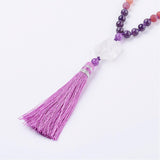 The Natural Tranquilizer - Amethyst with Agate Handmade Mala Necklace with Semi Precious Gemstones - Zayra Mo