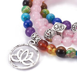 Universal Love - Rose Quartz Handmade Chakra Mala Necklace / Bracelet with Semi Precious Gemstones - Zayra Mo