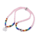 Universal Love - Rose Quartz Handmade Chakra Mala Necklace / Bracelet with Semi Precious Gemstones - Zayra Mo