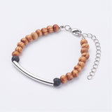 Wood Beads Bracelets, with Iron Tube Beads and Natural Gemstone - Pick Your Gemstone - Zayra Mo